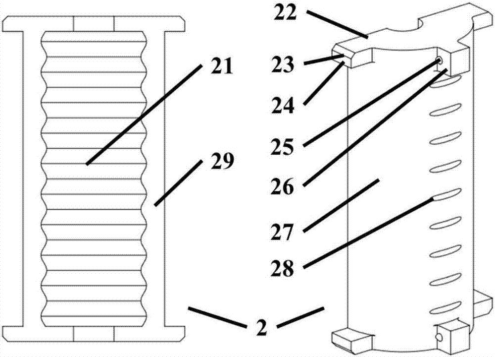 Large-travel active adjusting damper of SMA wire split sleeve