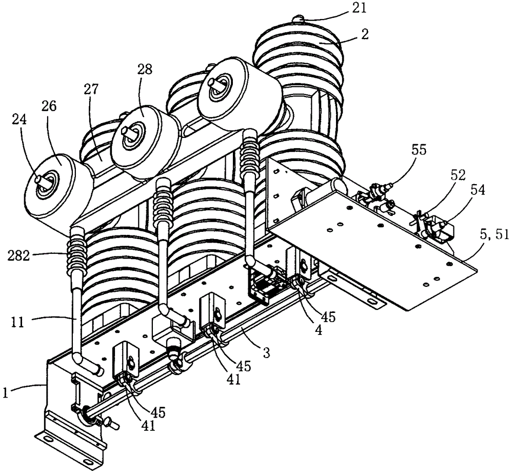 Side-mounted high-voltage vacuum circuit breaker