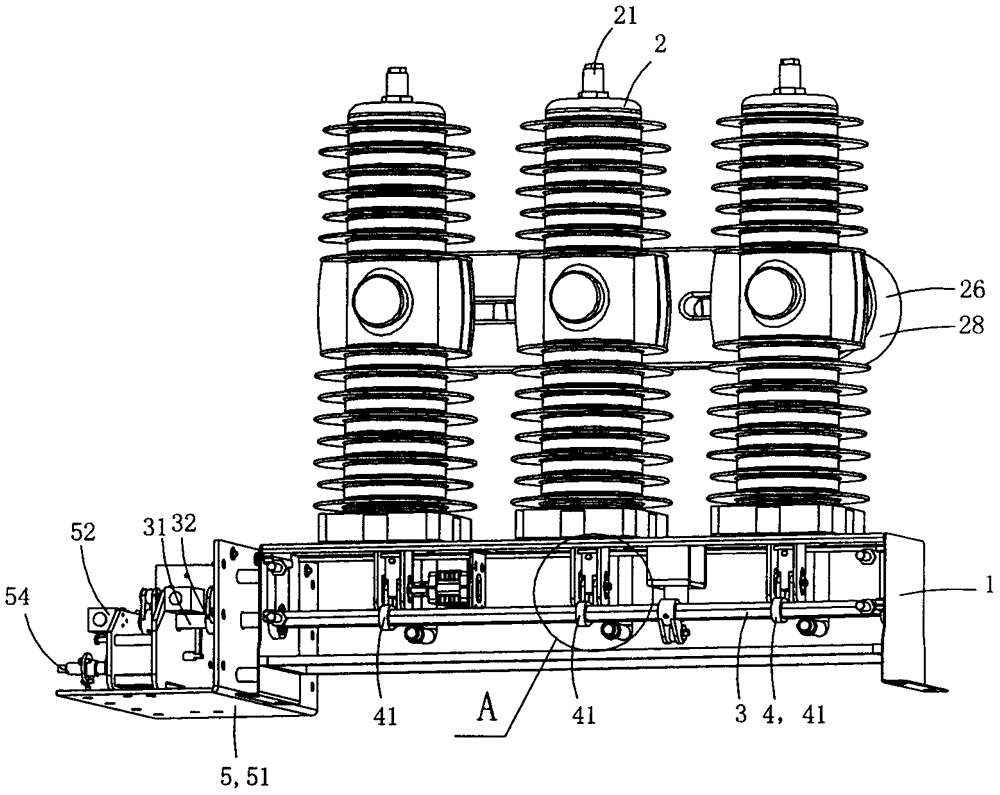 Side-mounted high-voltage vacuum circuit breaker