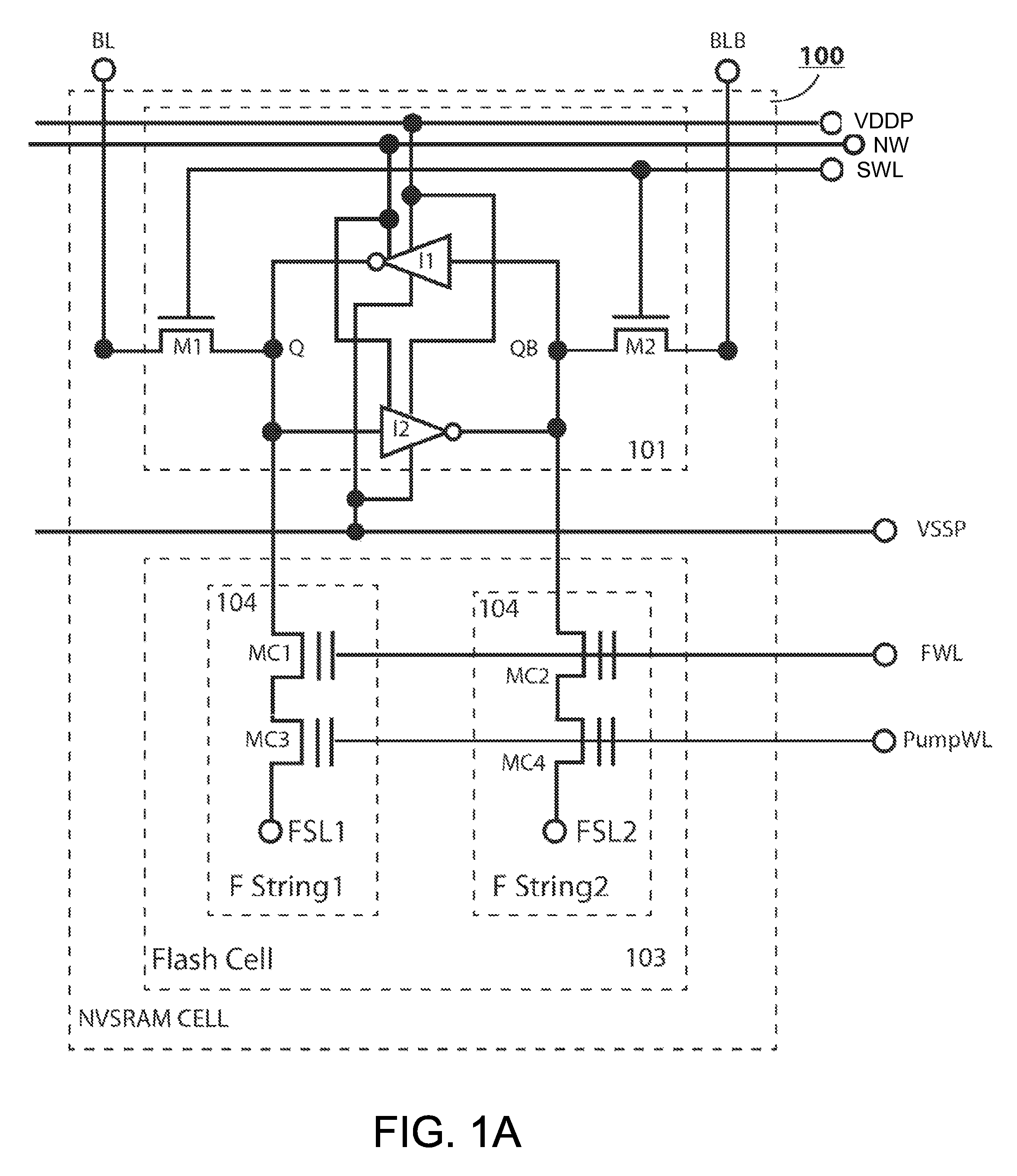 Pseudo-8T NVSRAM cell with a charge-follower