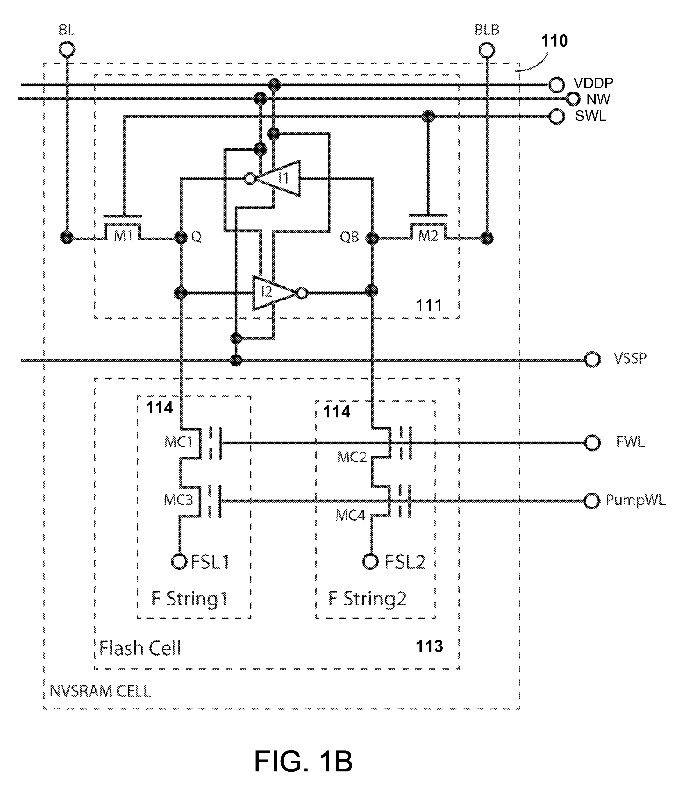 Pseudo-8T NVSRAM cell with a charge-follower