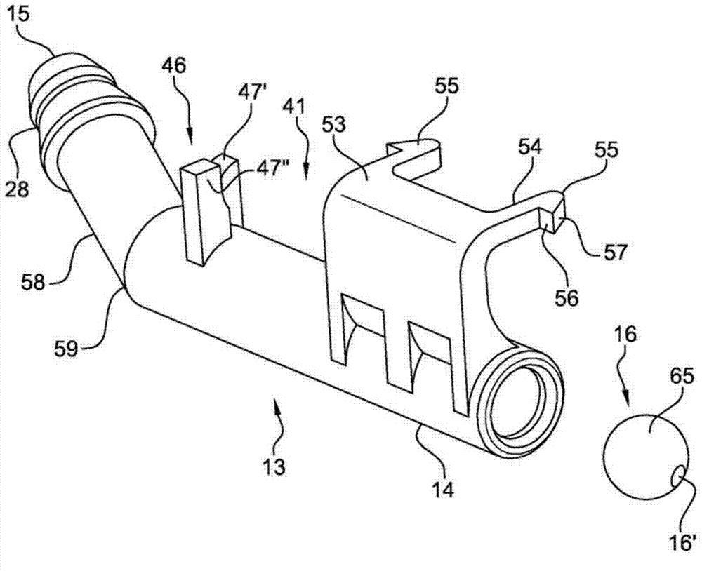 Assembly comprising a ferrule and a device for spraying a liquid, wiper blade comprising such an assembly, method for fitting a device for spraying a liquid to a ferrule