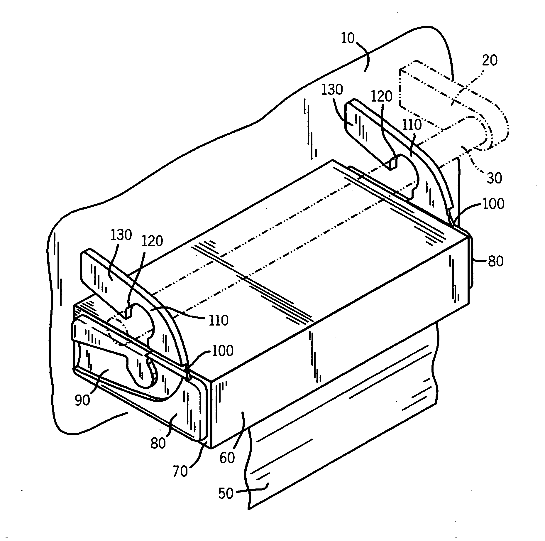 Sheeted cleaning media dispenser with rotation limiting hanger