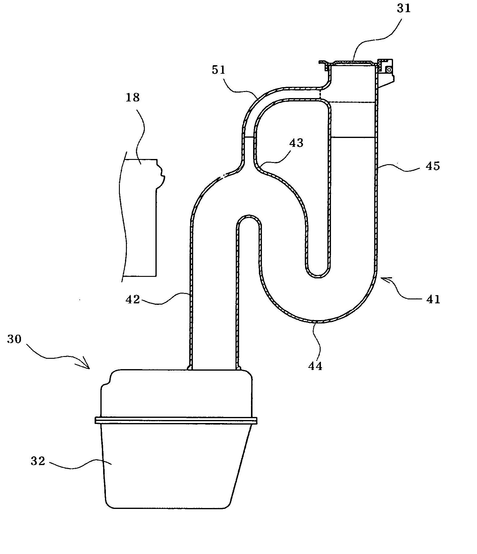 Pipe structure of a windshield washer fluid feeding device