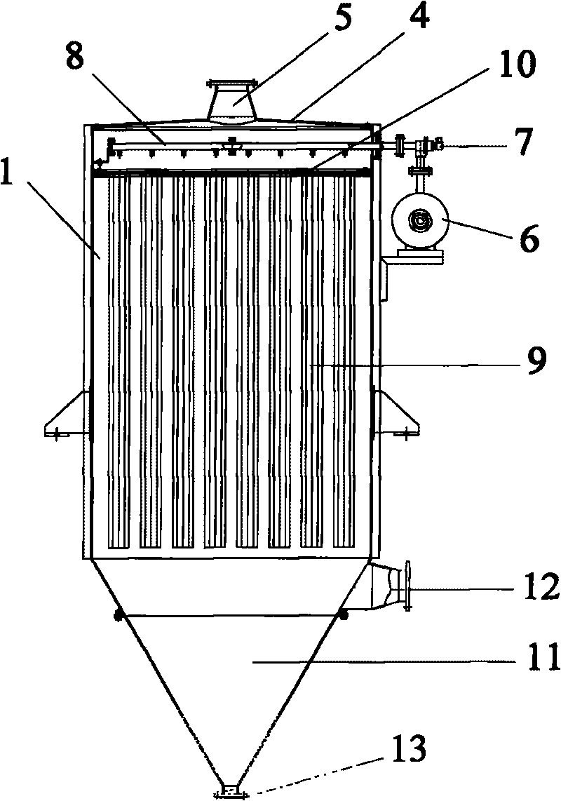 Air box pulse bag deduster