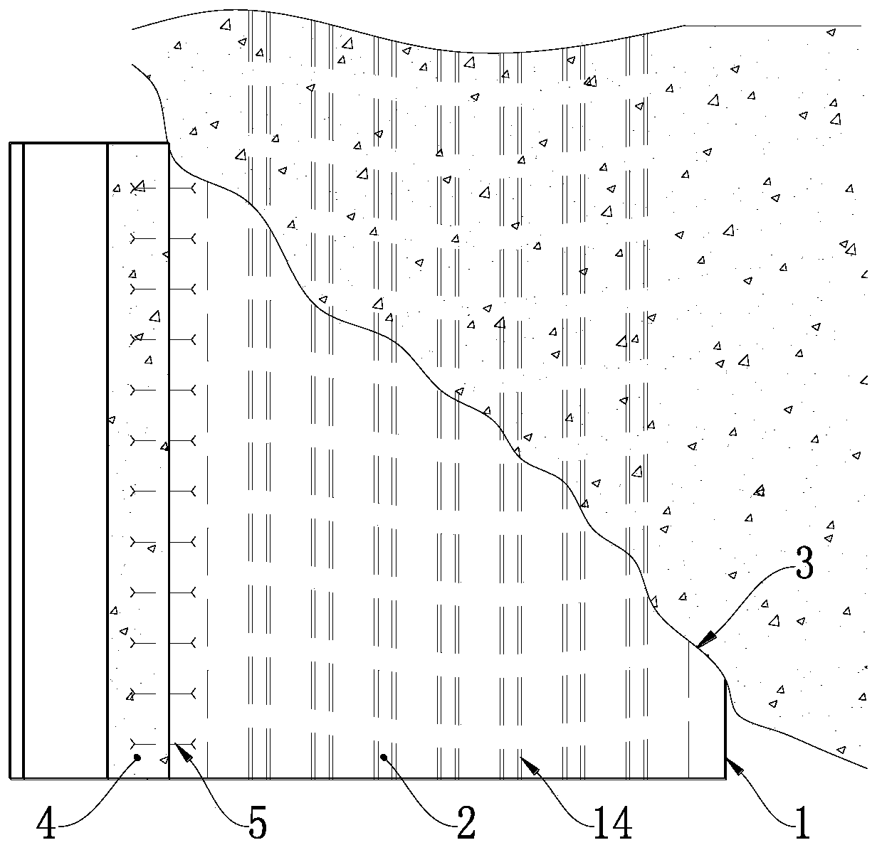 Construction protection structure and construction method of bias pressure shallow buried tunnel entrance