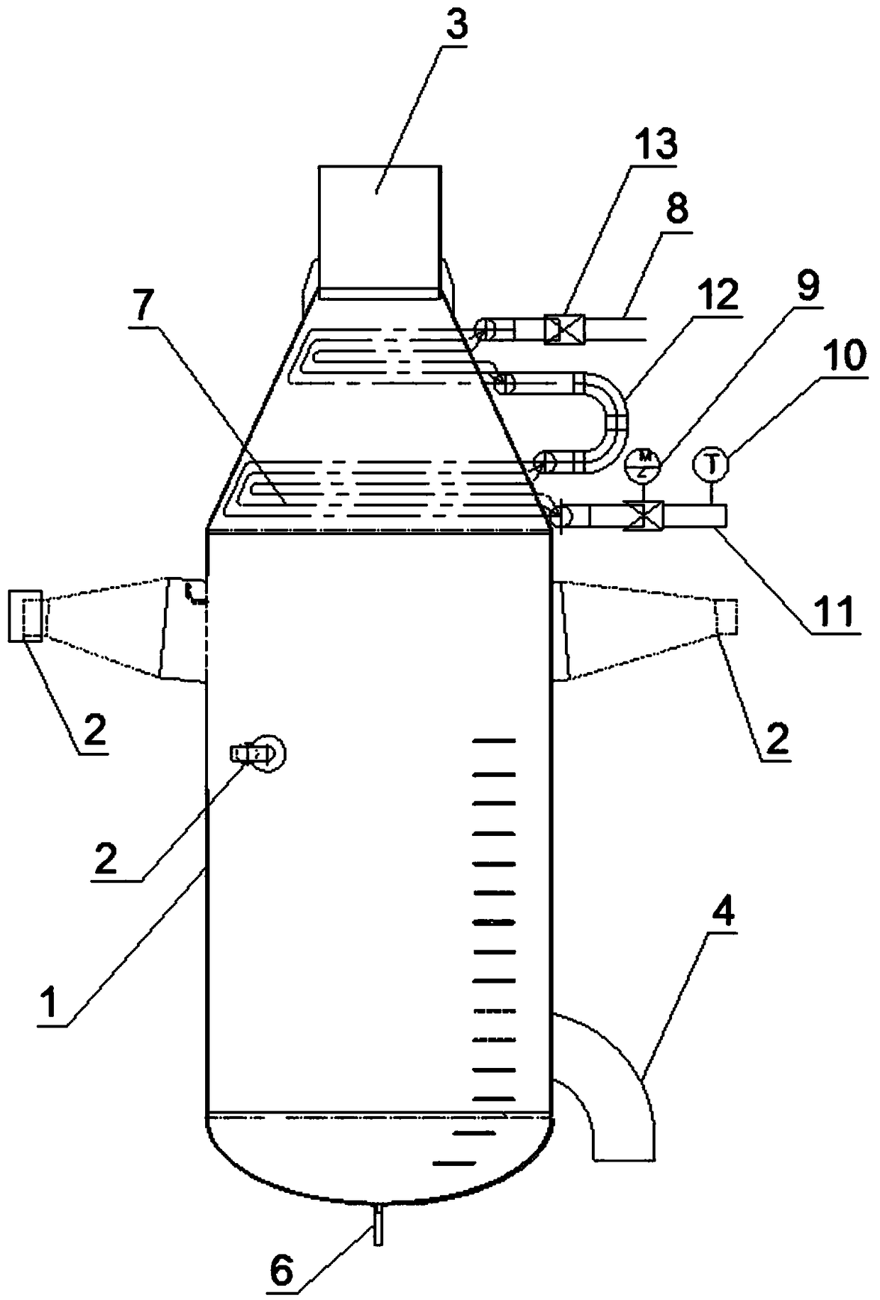 Forced-cooling drain flash tank and utilization method thereof