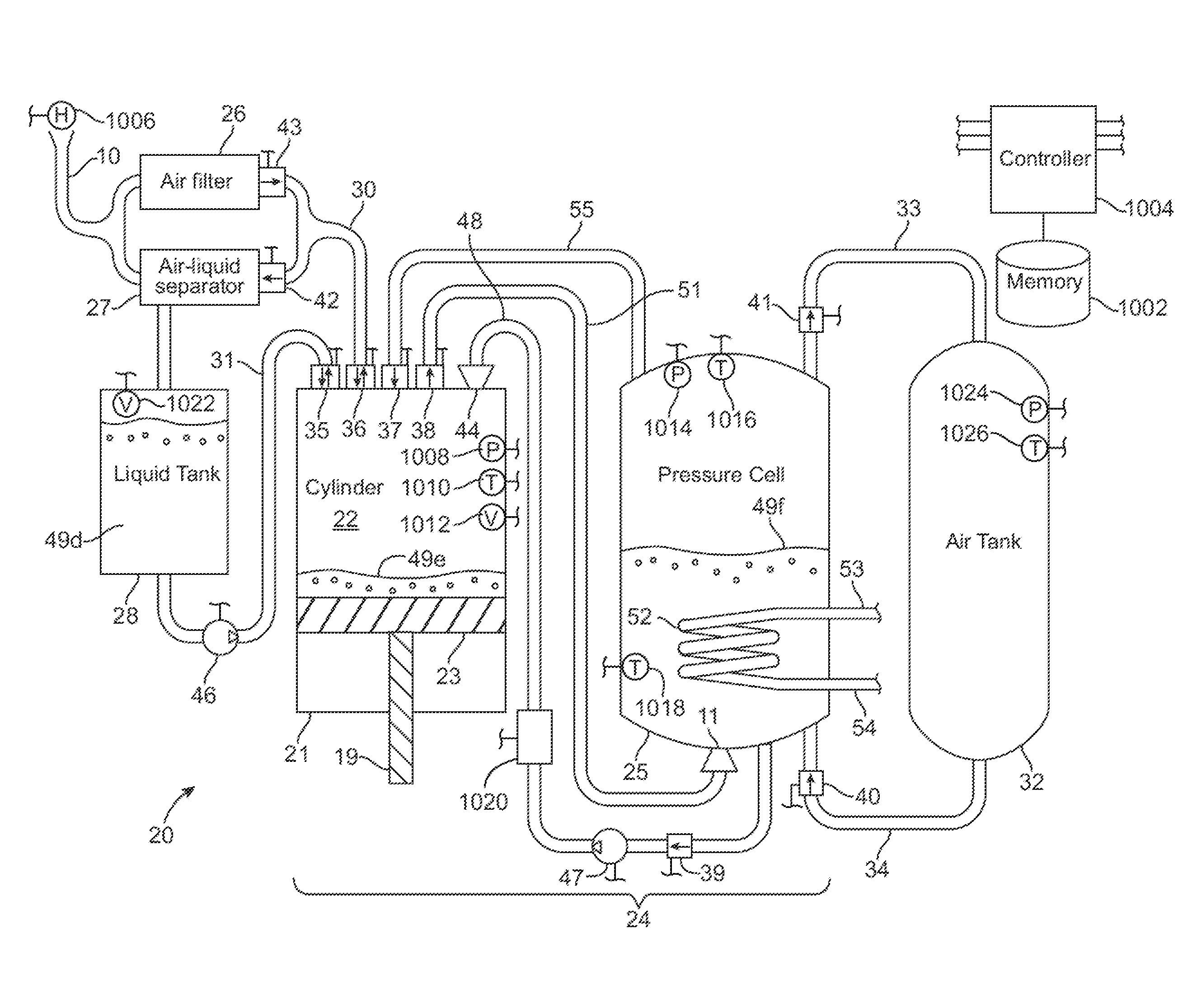 Compressed air energy storage system utilizing two-phase flow to facilitate heat exchange