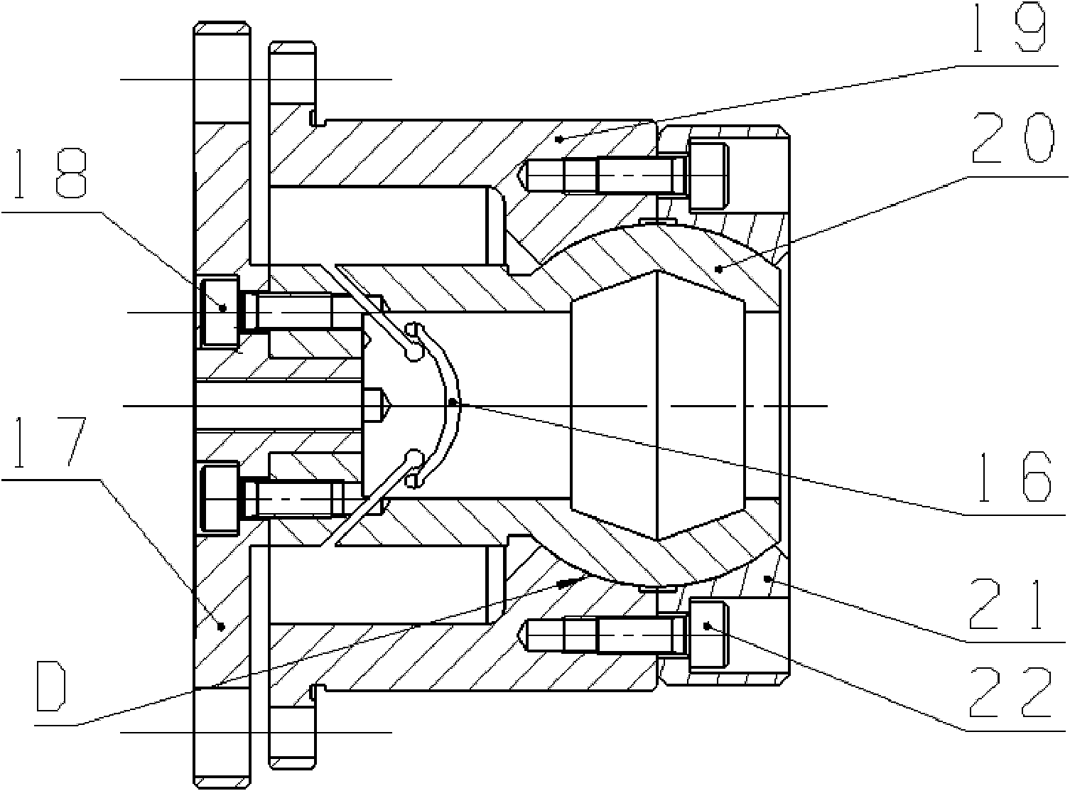 Ball hinge support structure of large caliber reflector of space remote sensor