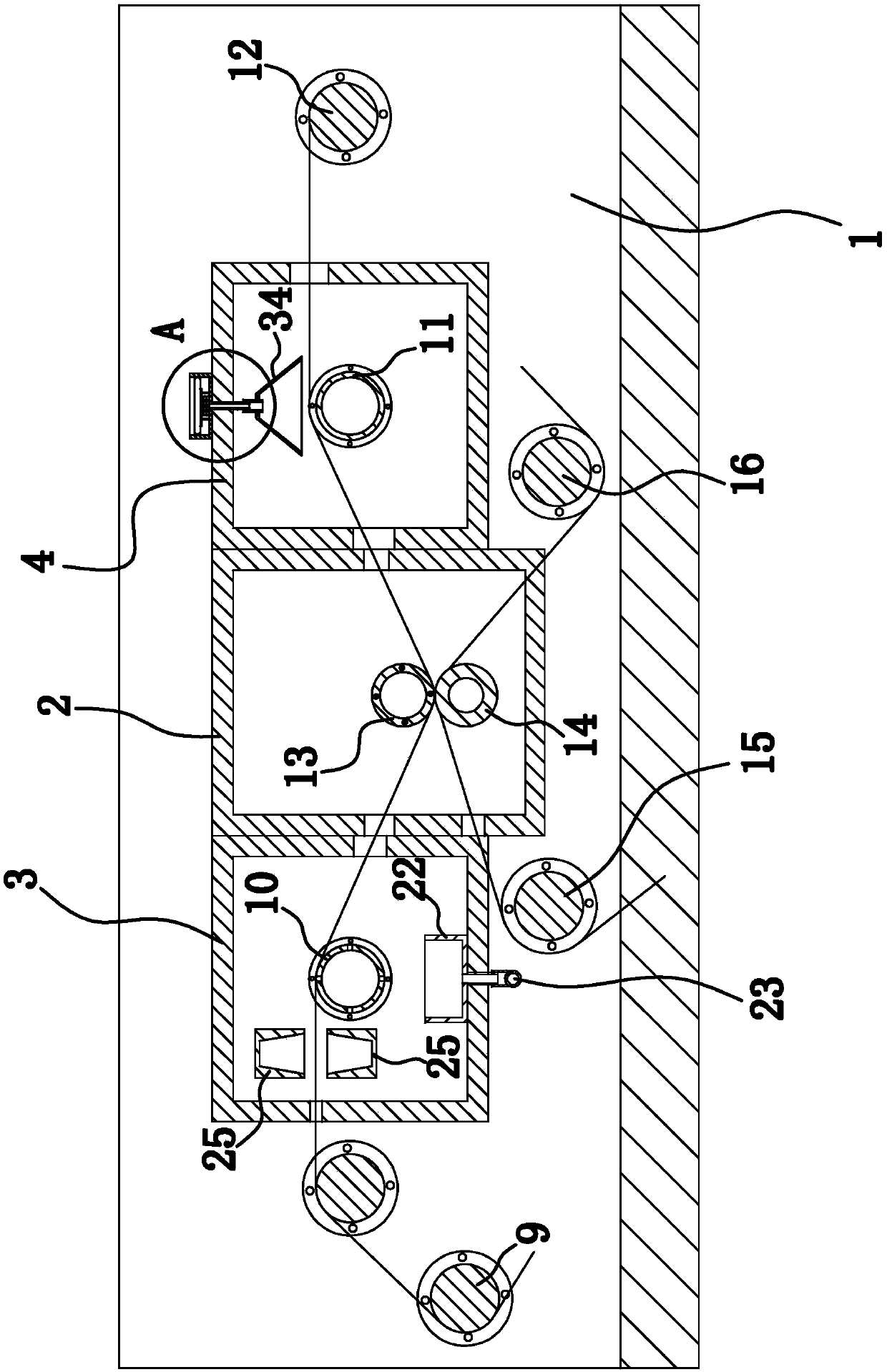 Dust suction mechanism of printing device for printed fabrics