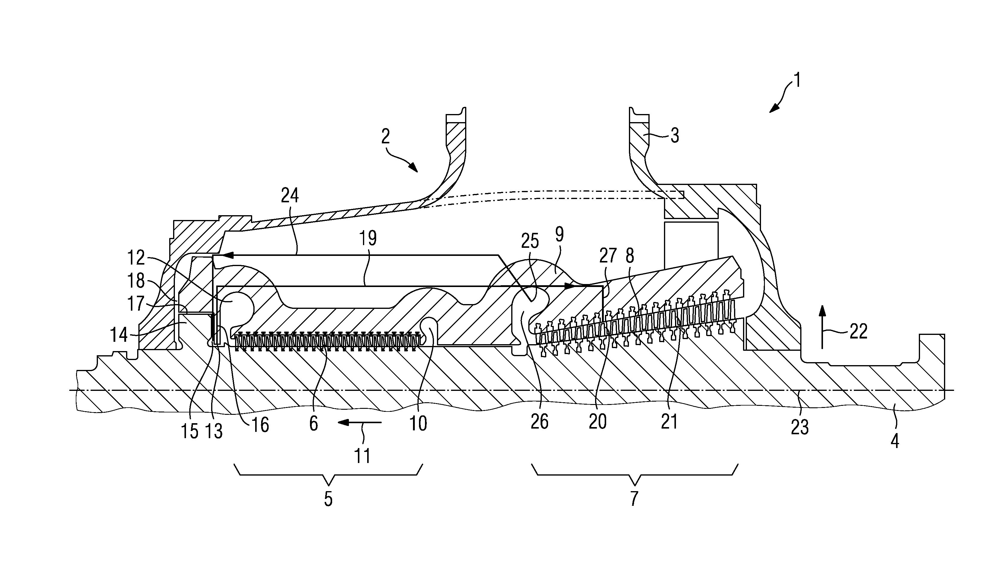 Disabling circuit in steam turbines for shutting off saturated steam