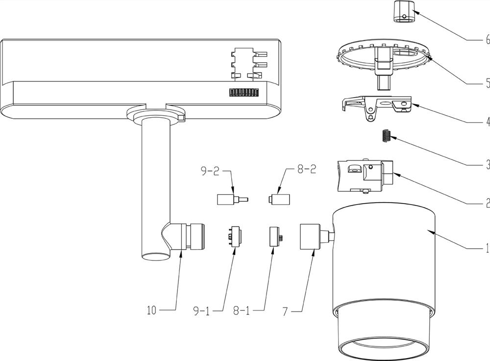 Detachable combined modular lamp structure capable of realizing 360-degree rotation