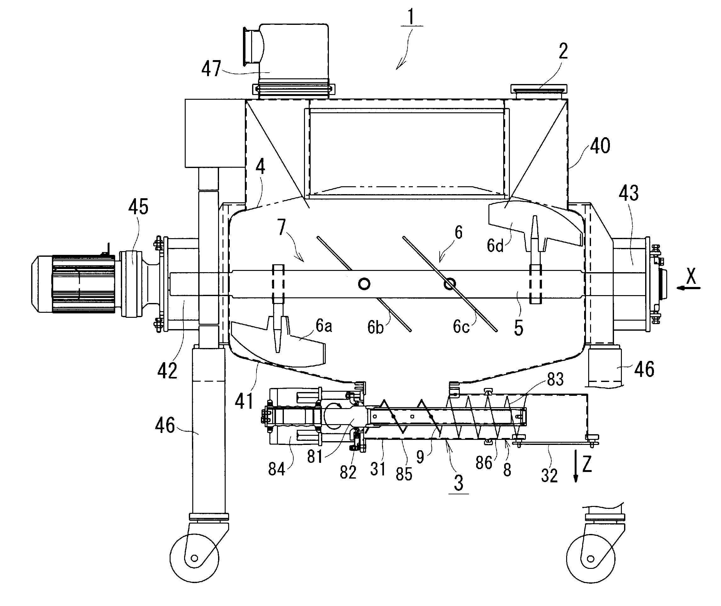 Powder/particulate material agitator