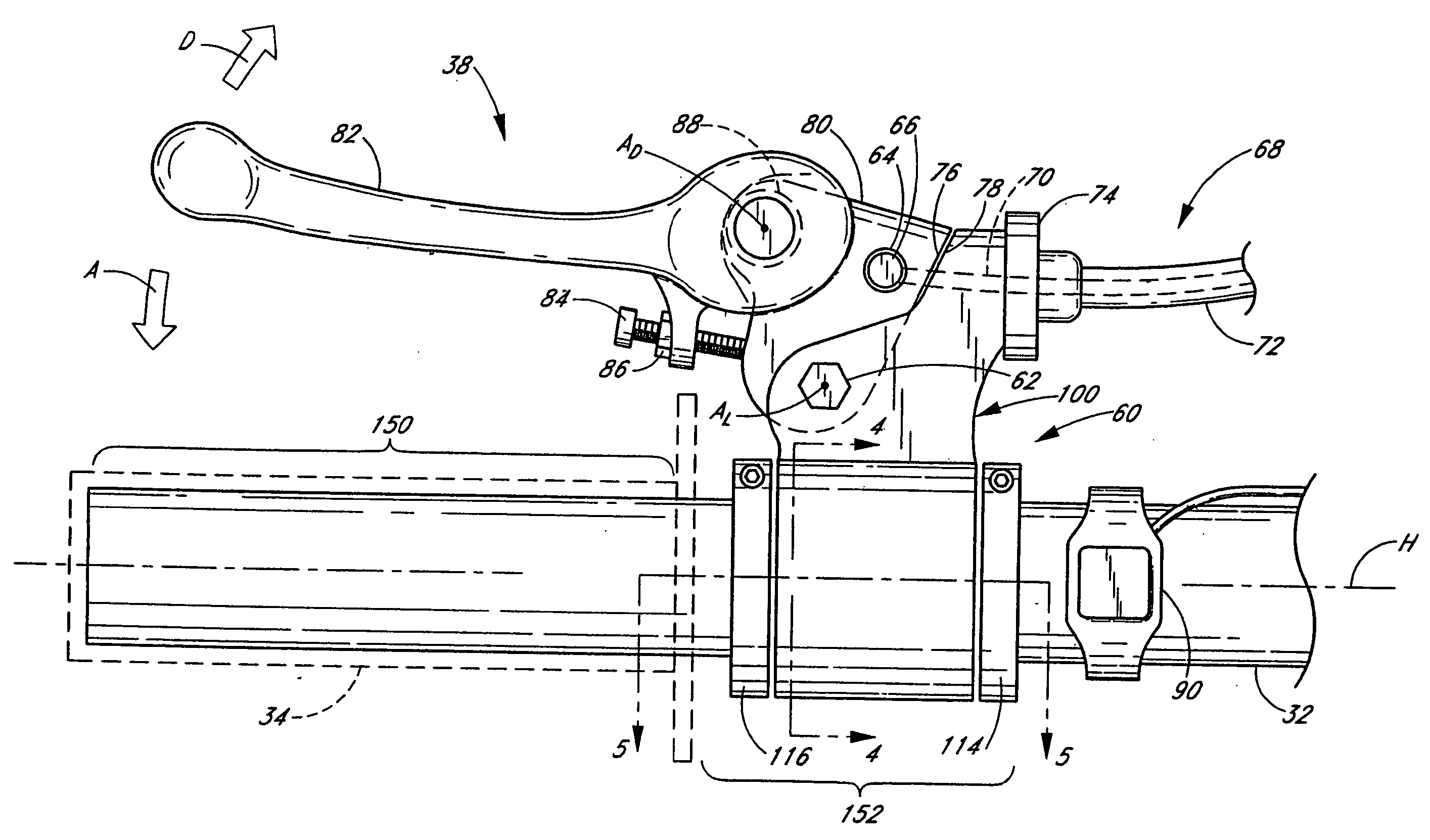 Rotatable control lever mount