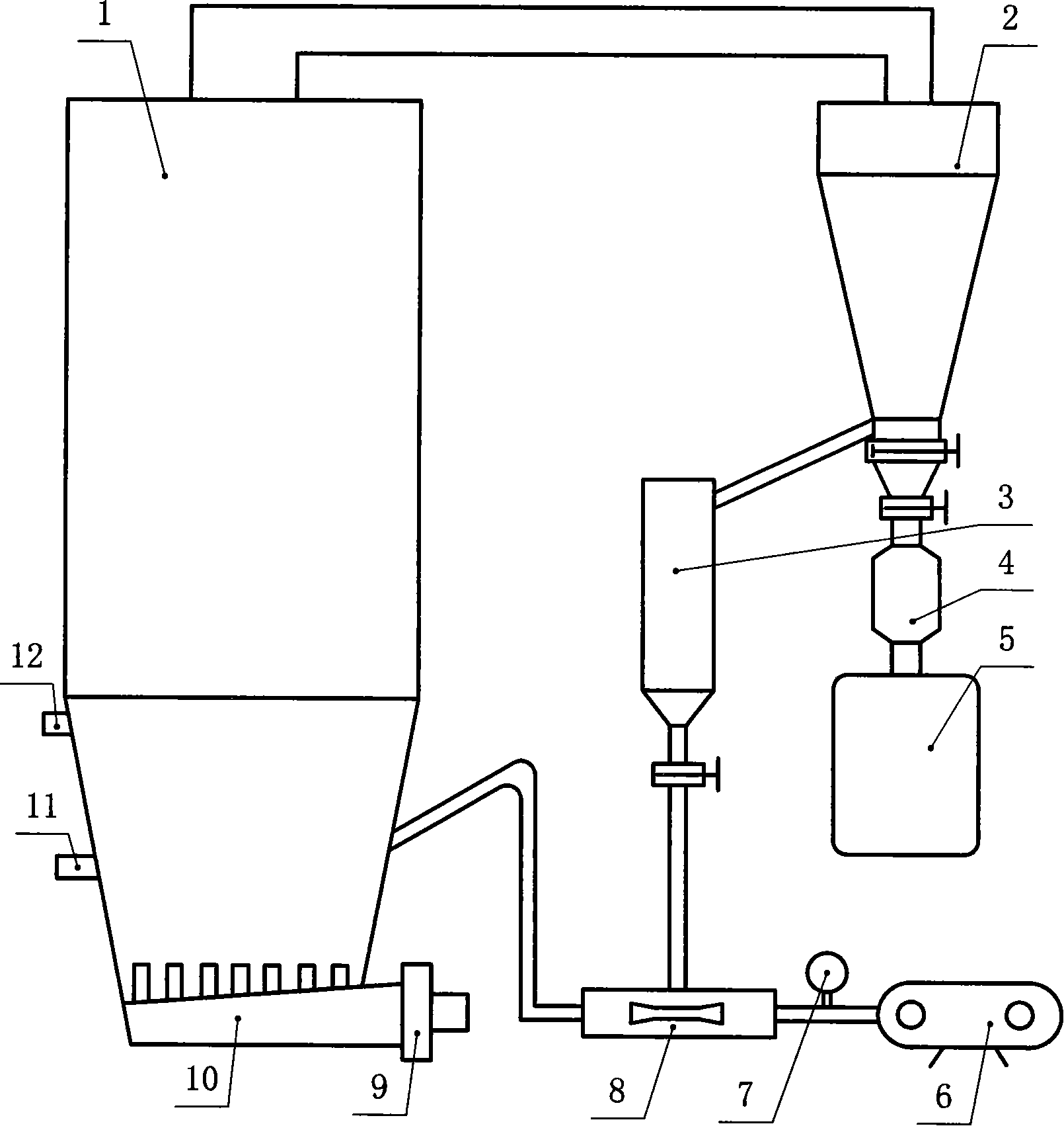 Taper tube and ash returning pump and ash recombustion type circulated fluid bed combustion equipment