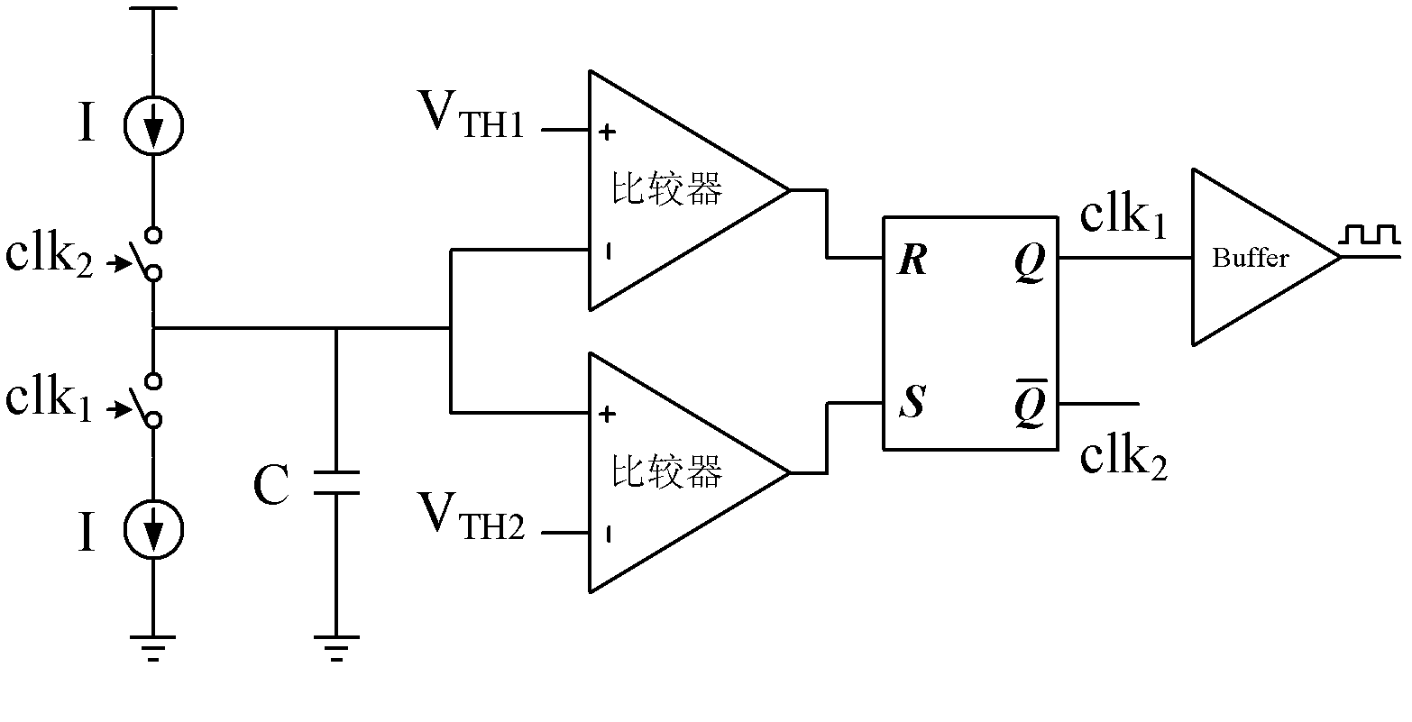 Relaxation oscillator with low temperature drift characteristic, and debug method thereof