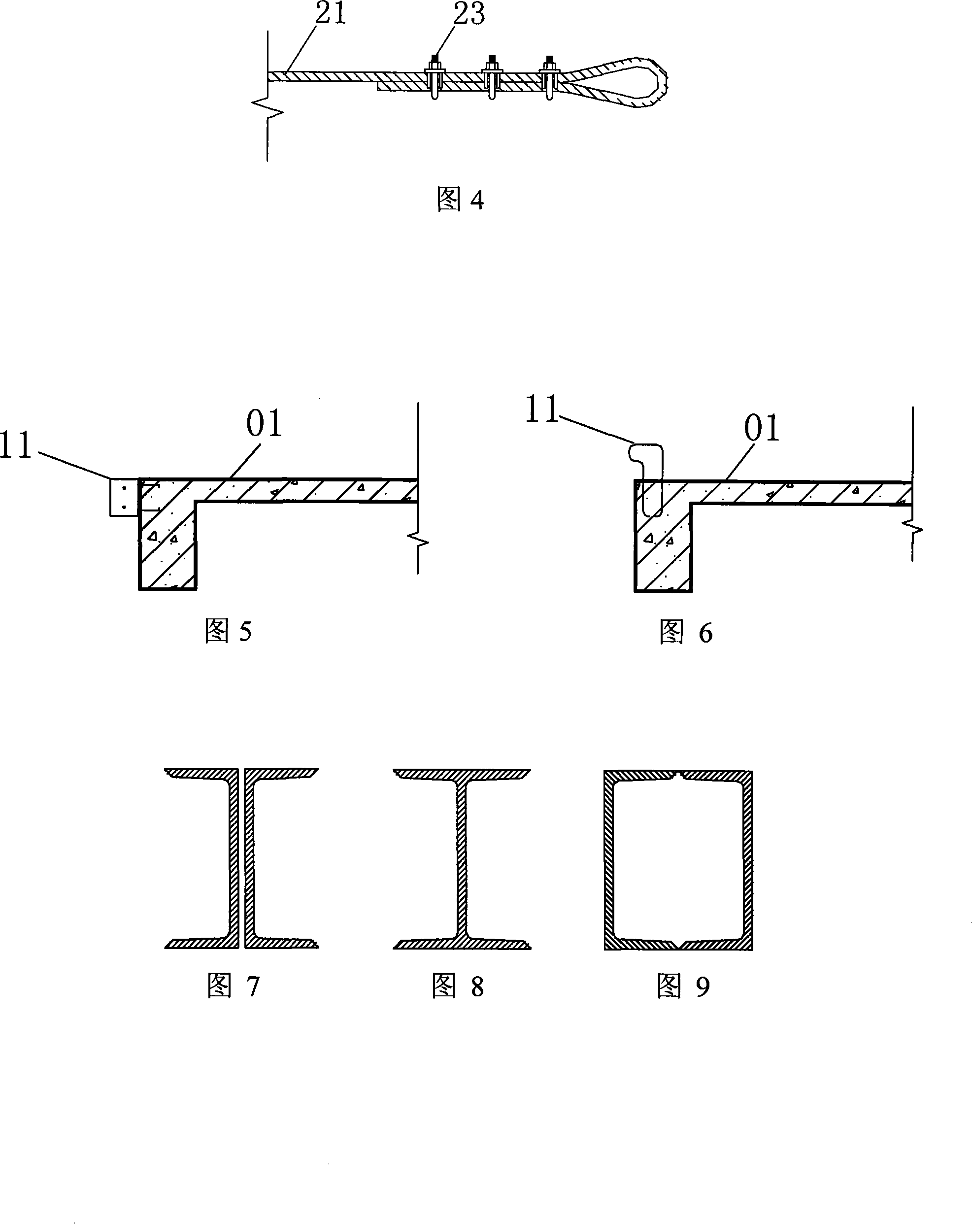 Overhead monorail for unit type glass curtain wall mounting construction and its mounting method