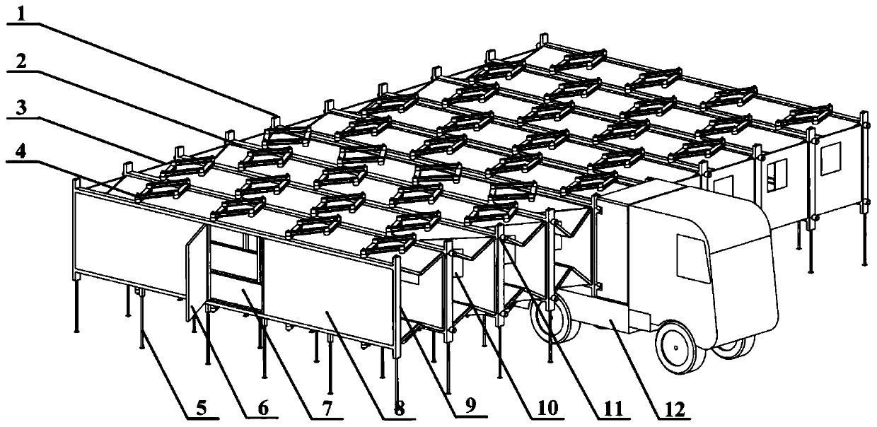 Top-and-bottom double-sided overconstrained motion type foldable house