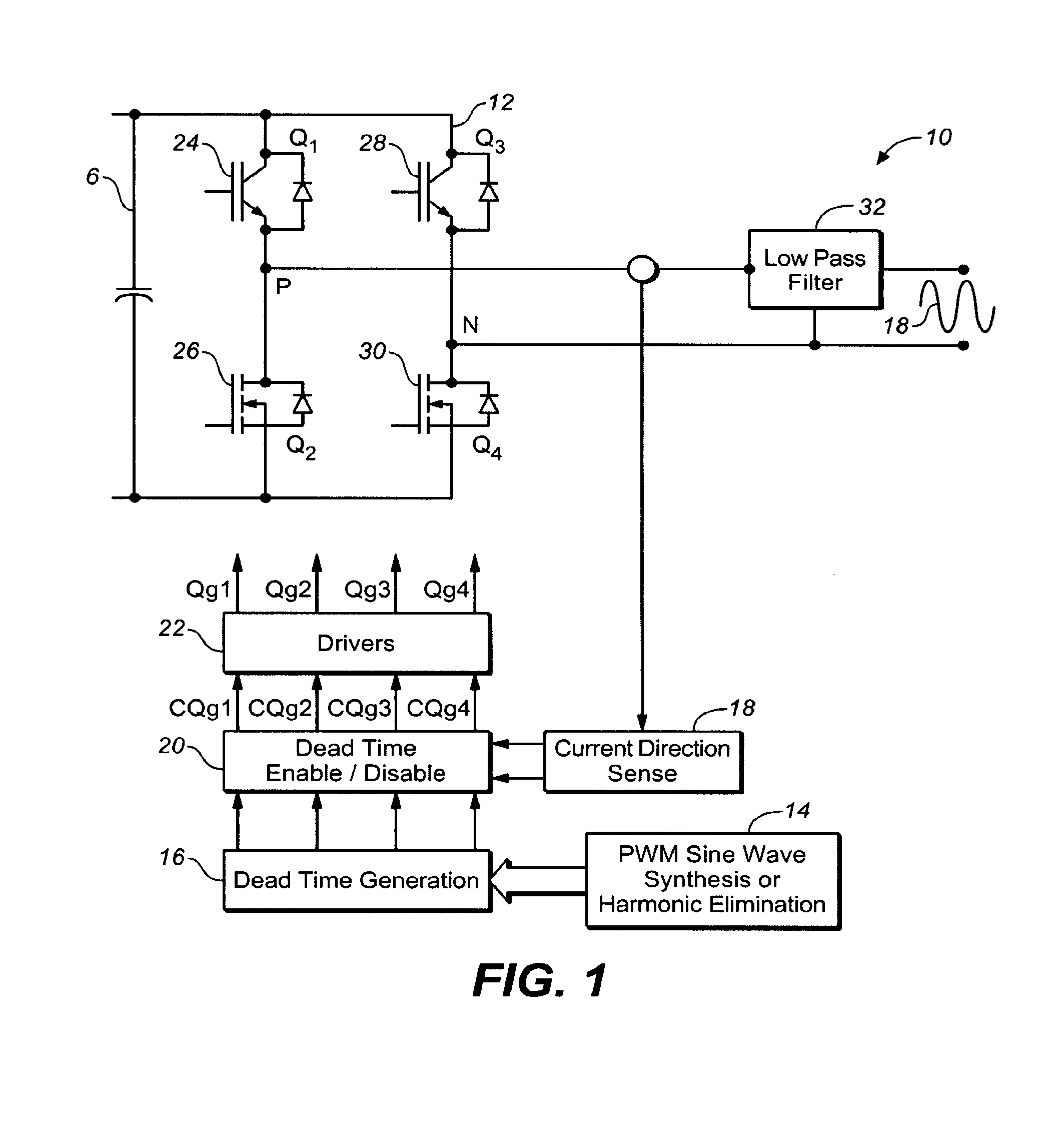 Power converter with current vector controlled dead time