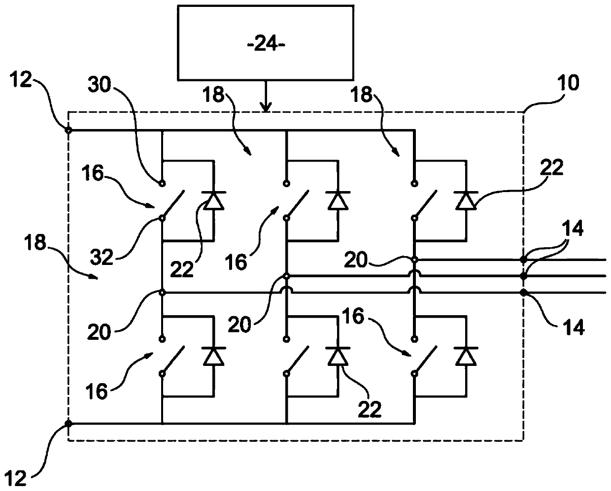 High-power converter including low-power transistors connected in parallel