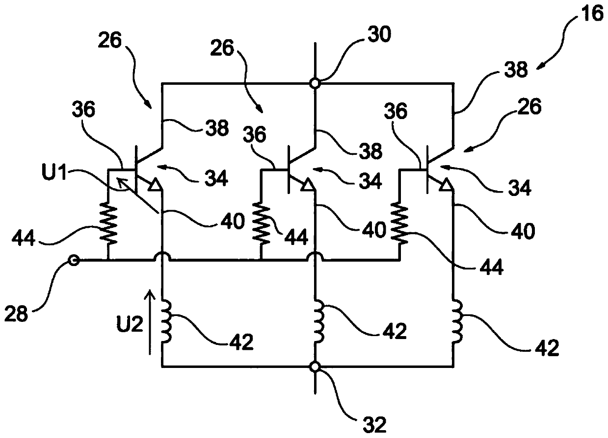 High-power converter including low-power transistors connected in parallel