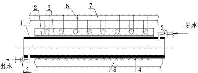 A tubular water-cooling device for the lining of the whole pouring furnace roof