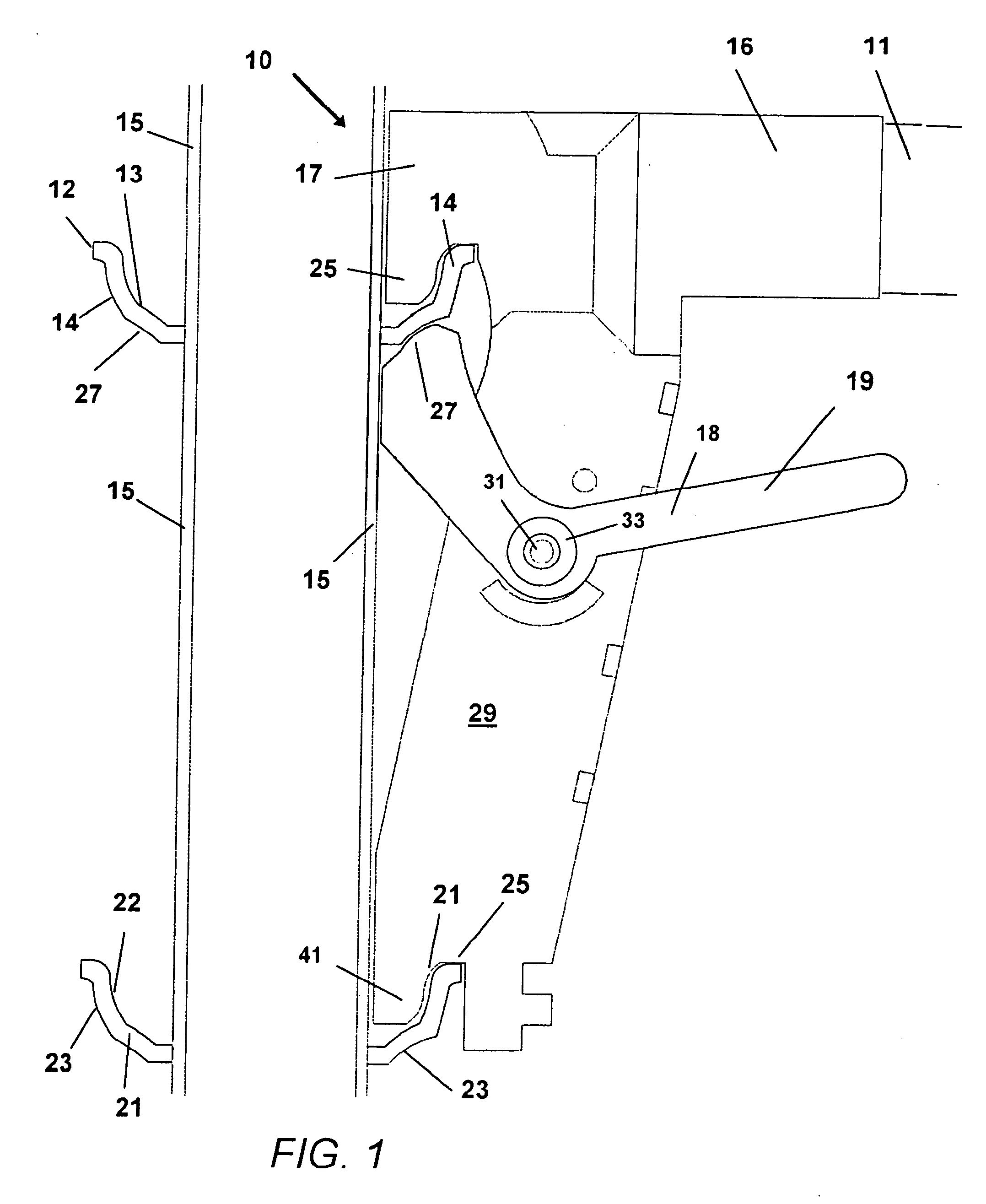 Scaffold connection with concave engagement and gravity lock