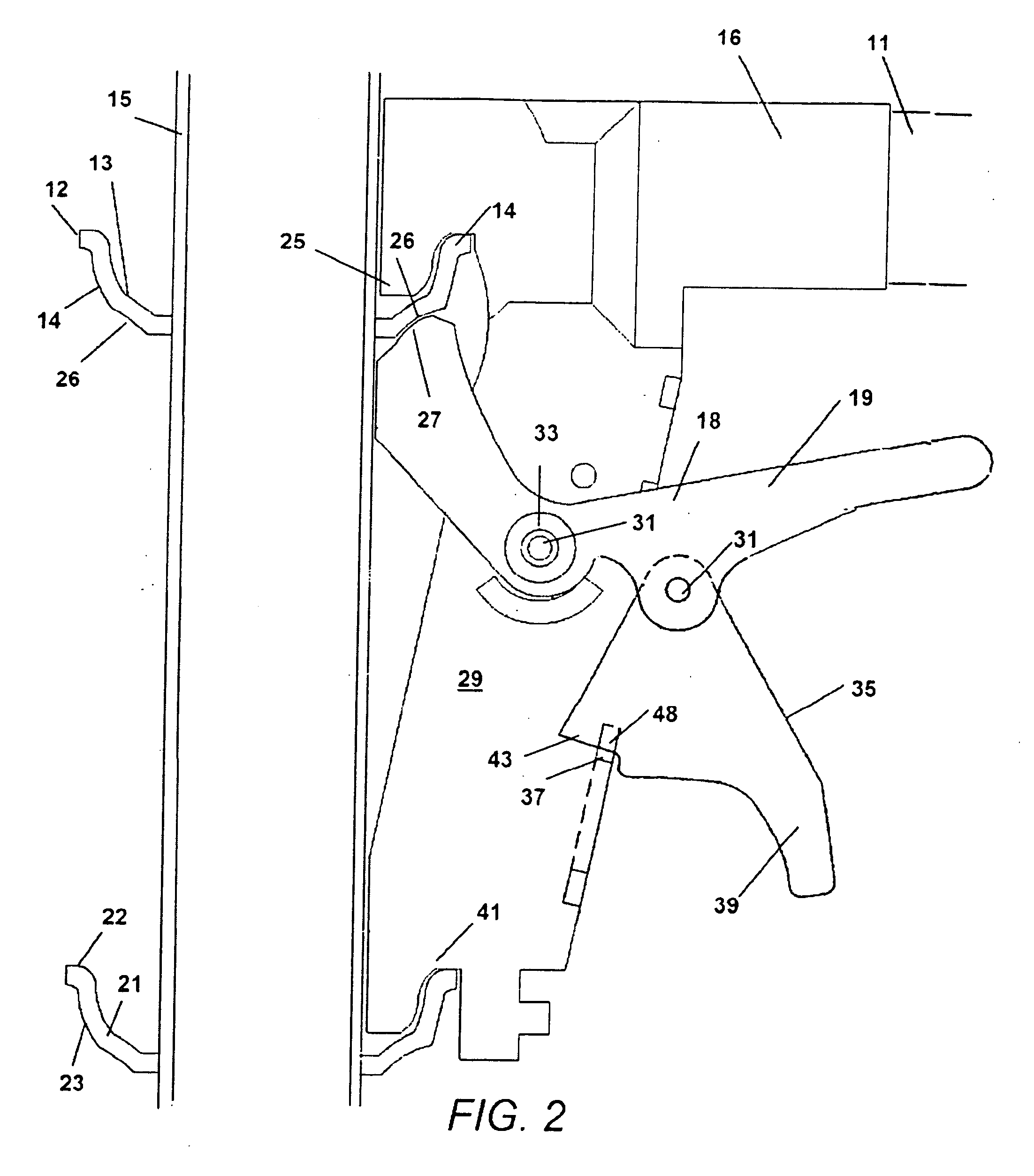 Scaffold connection with concave engagement and gravity lock