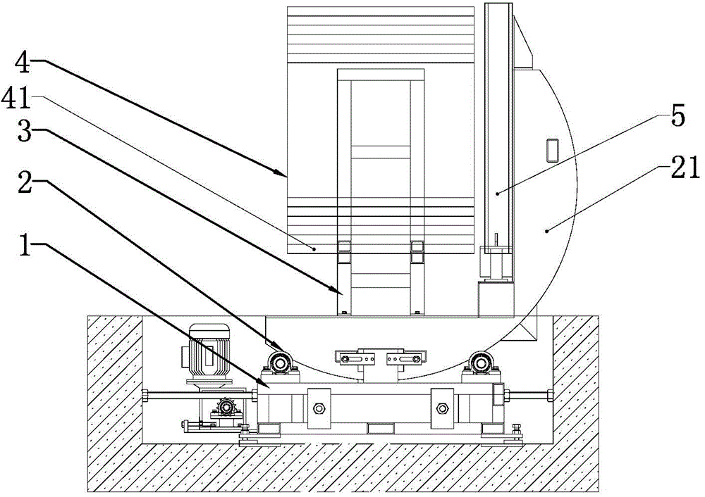 Movable code support tile rack and overturning bag stacking machine