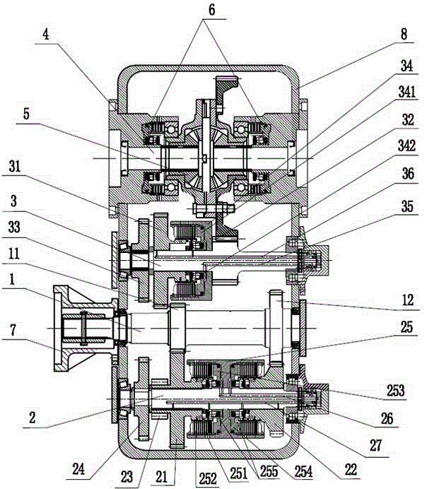 Power gearshift transmission assembly used for combine harvester