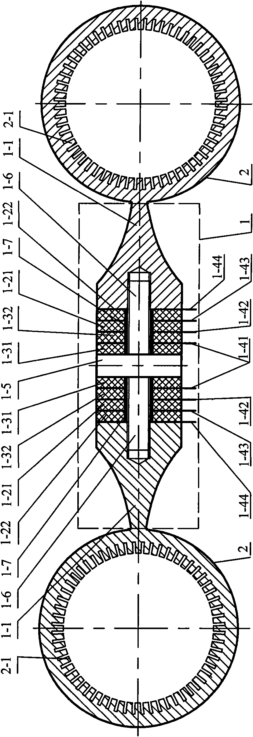 Longitudinal and flexural composite transducer type double cylinder-shaped traveling wave ultrasonic motor vibrator