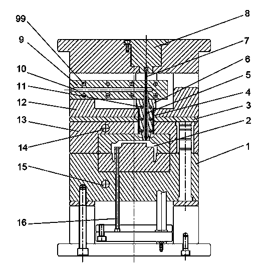 Die for injection molding of thermosetting material