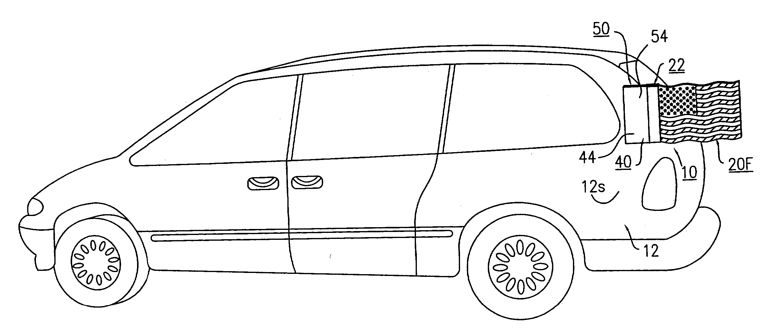 Mounting display device for flags, banners or pennants having magnetic strips thereon for mounting on vehicles and other metal structures