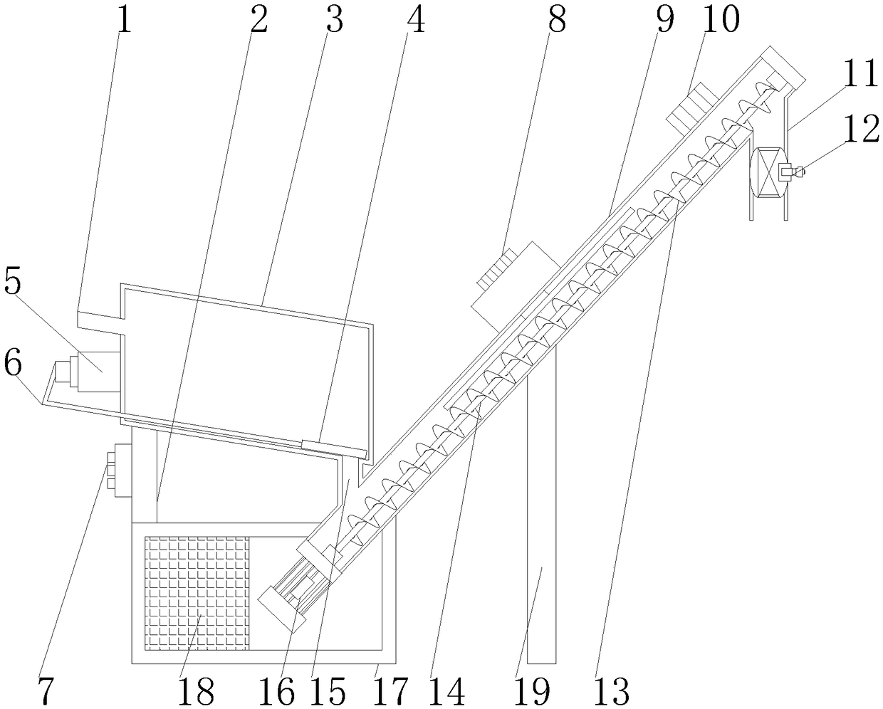 Raw material drying discharging machine capable of conducting measuring