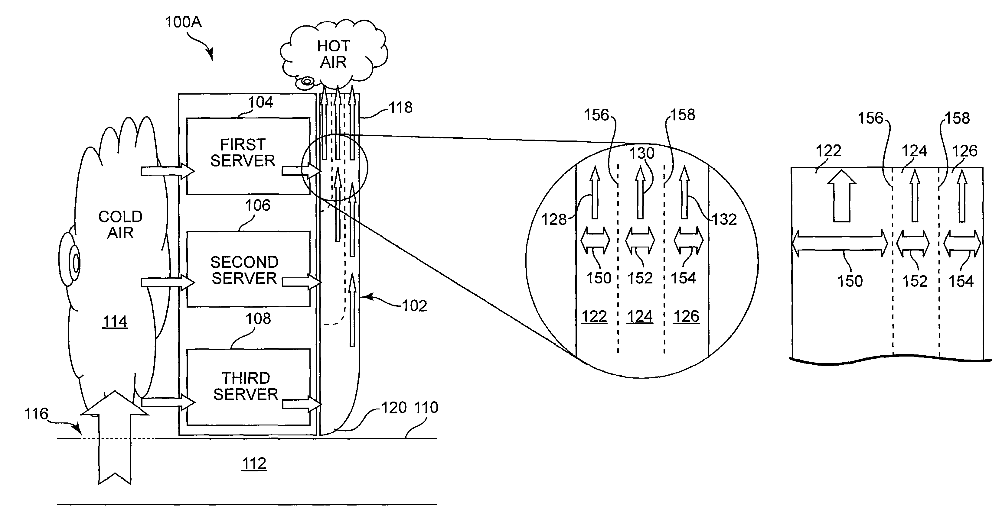 Passive rear door for controlled hot air exhaust