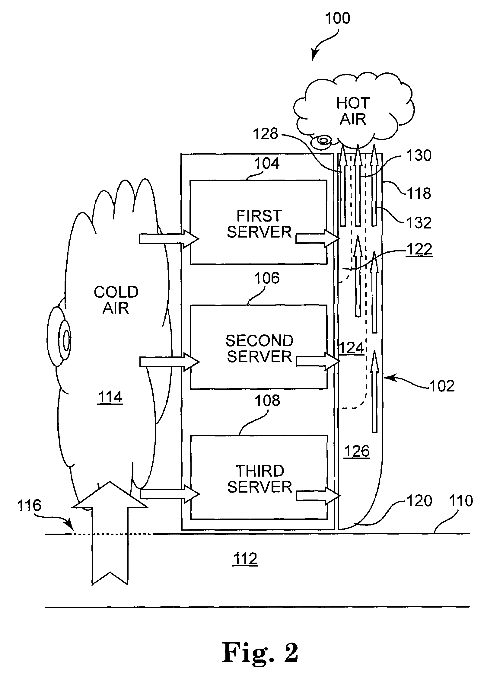 Passive rear door for controlled hot air exhaust