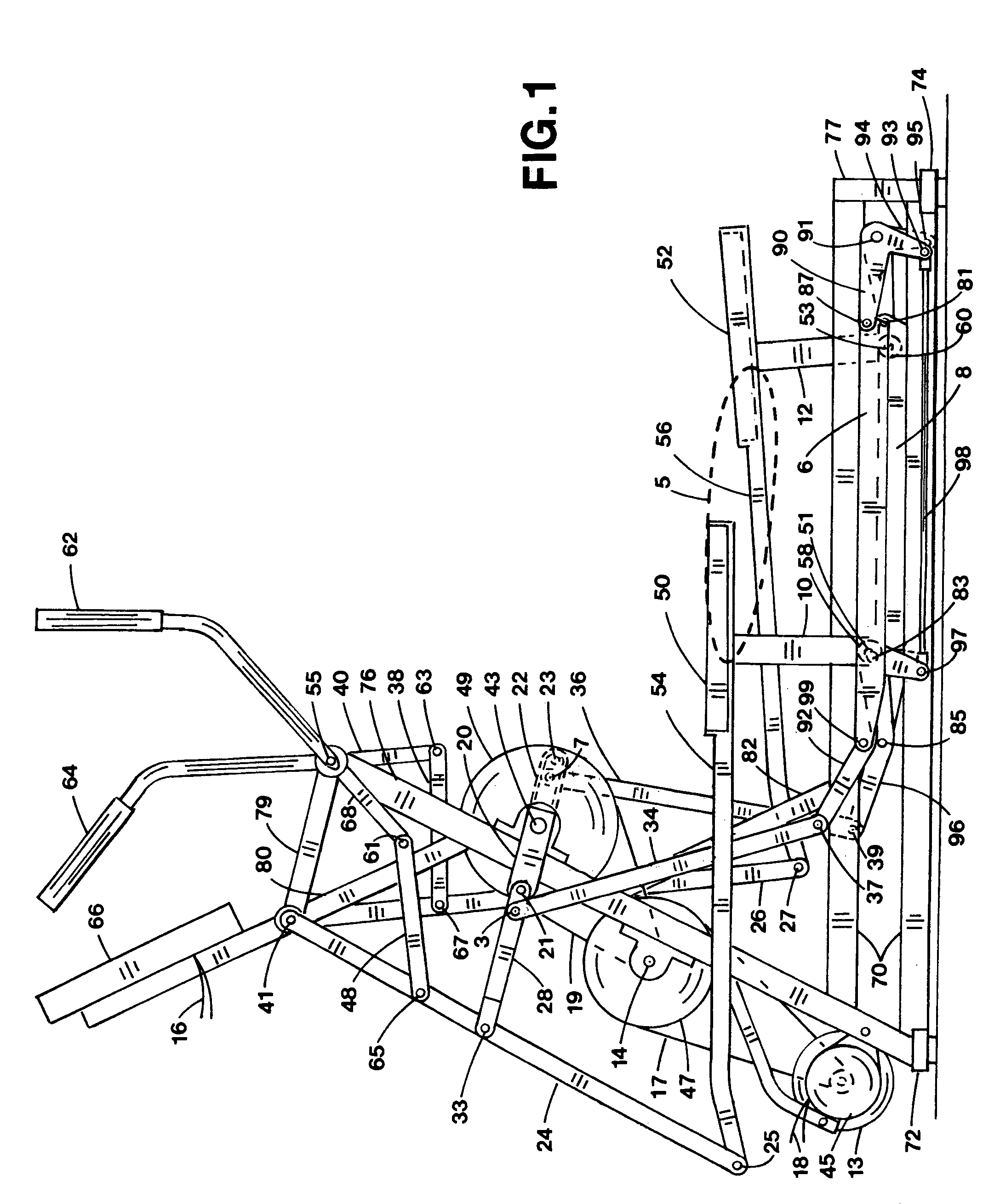 Elliptical exercise apparatus with articulating track