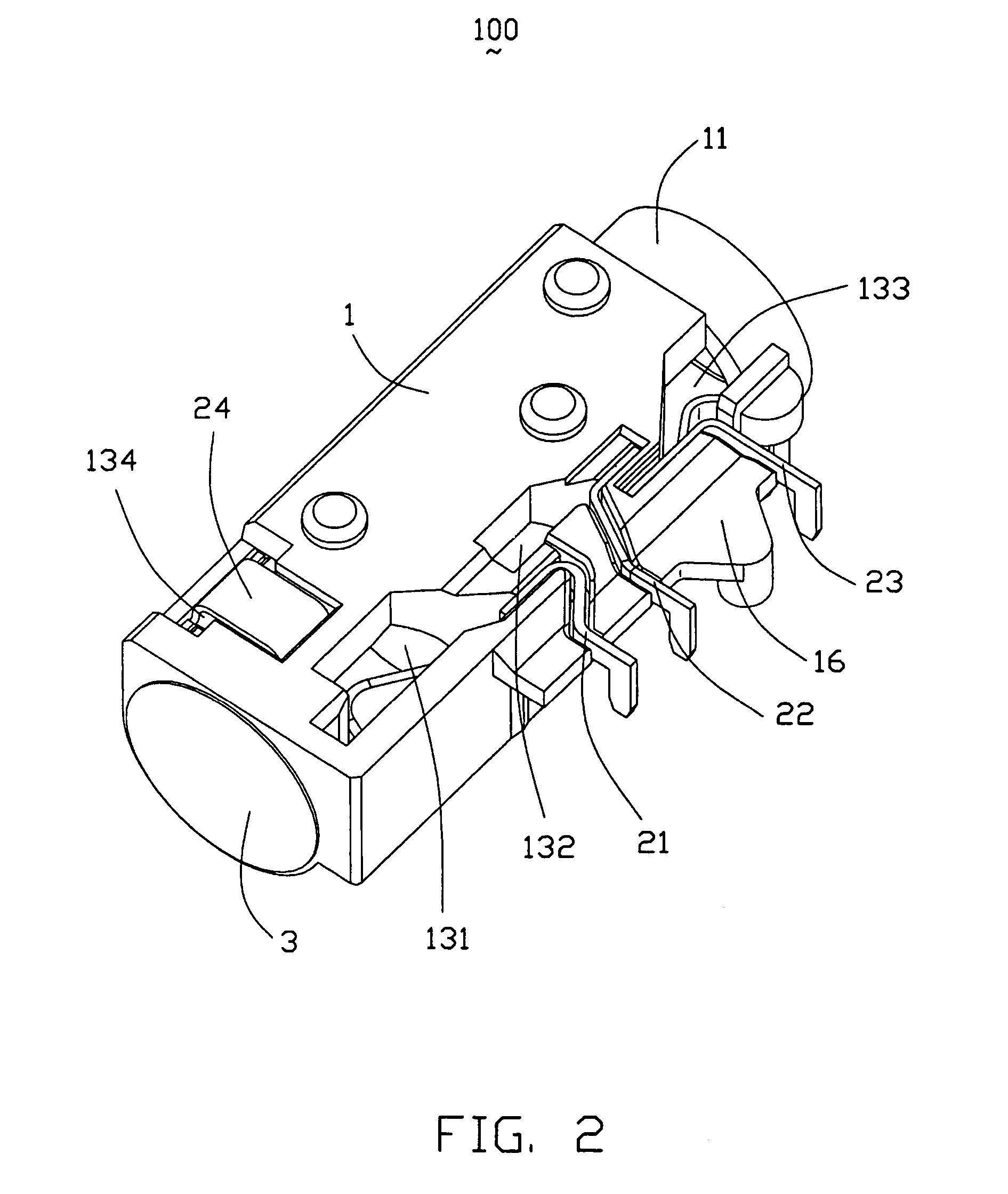 Miniature audio jack connector with improved contact arrangement