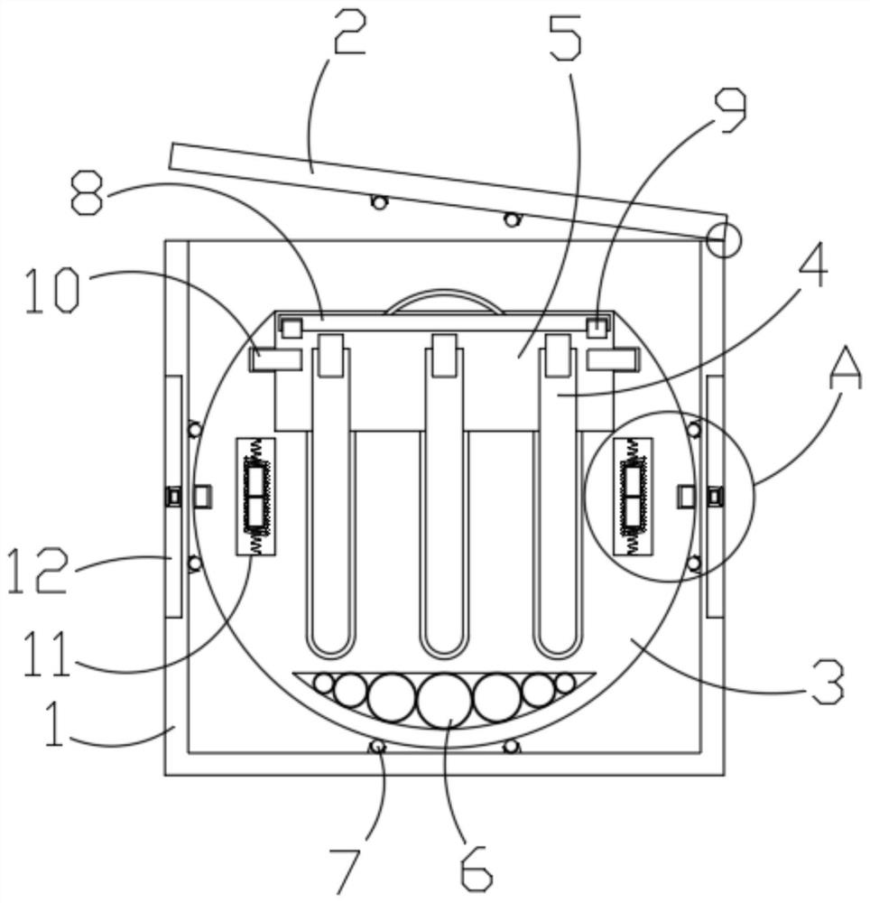 Anti-toppling test tube storage box for biotechnology