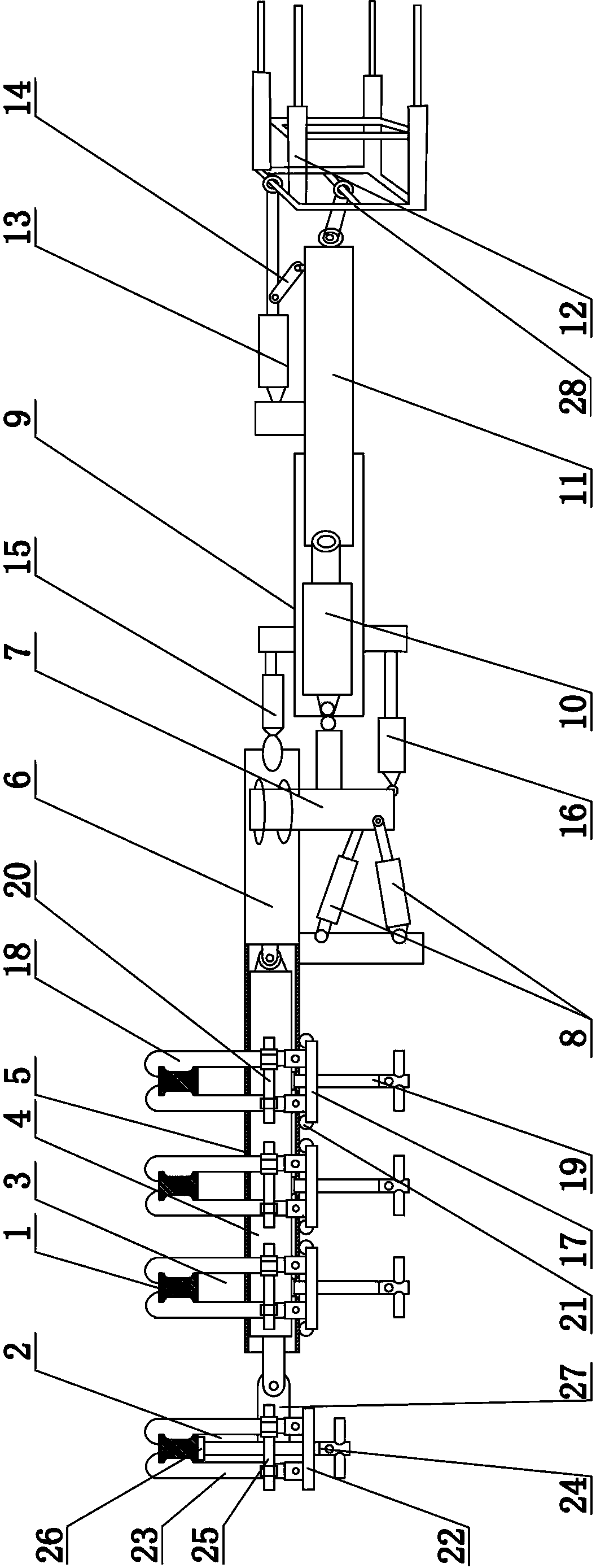 Combined type pneumatic pick hung on I-steel support of coal mine