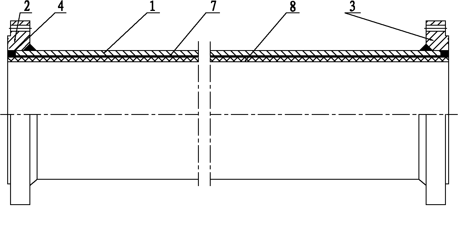 Method and equipment for producing flange type lining plastic compound steel pipe