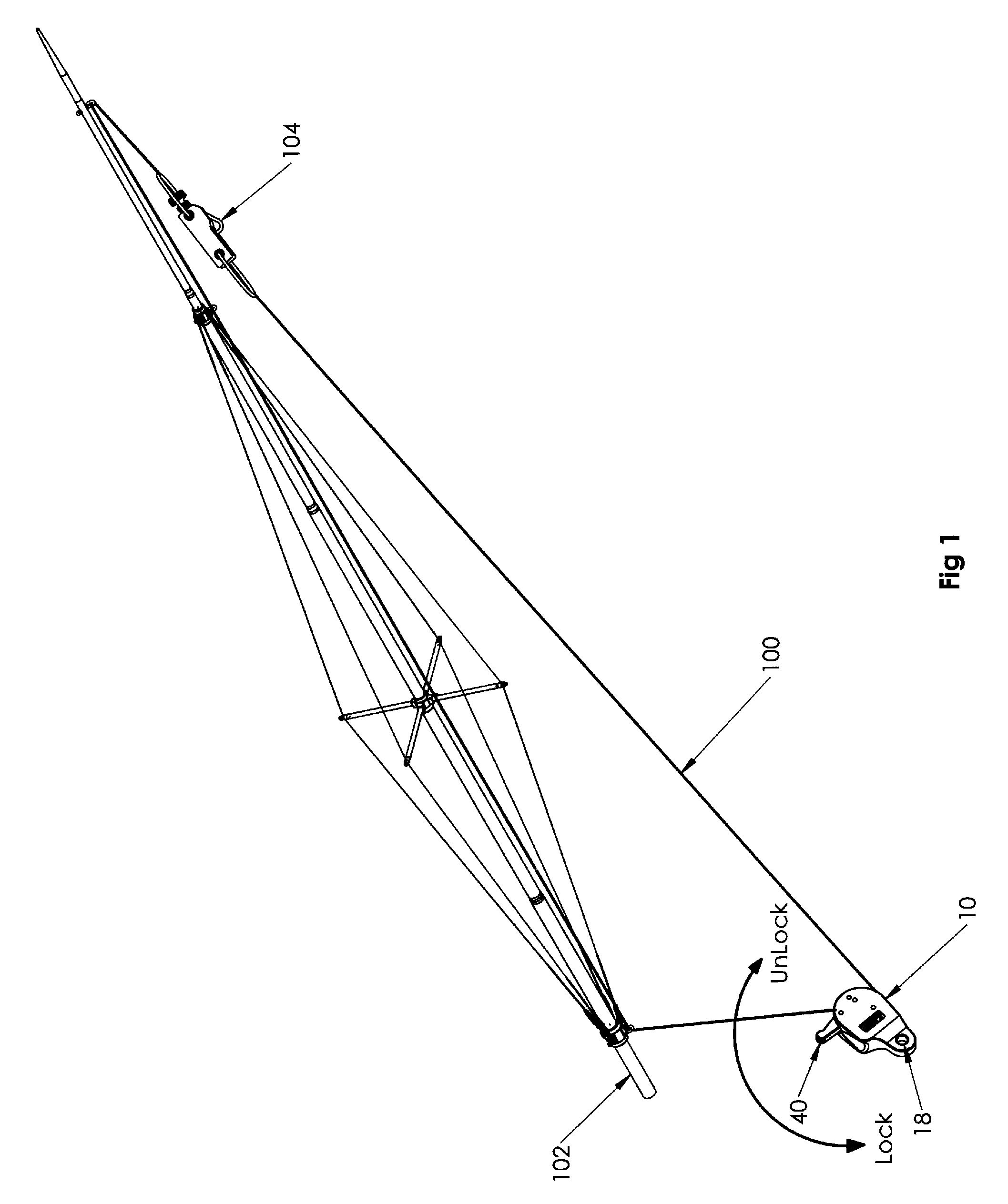 Outrigger line lock positioning device