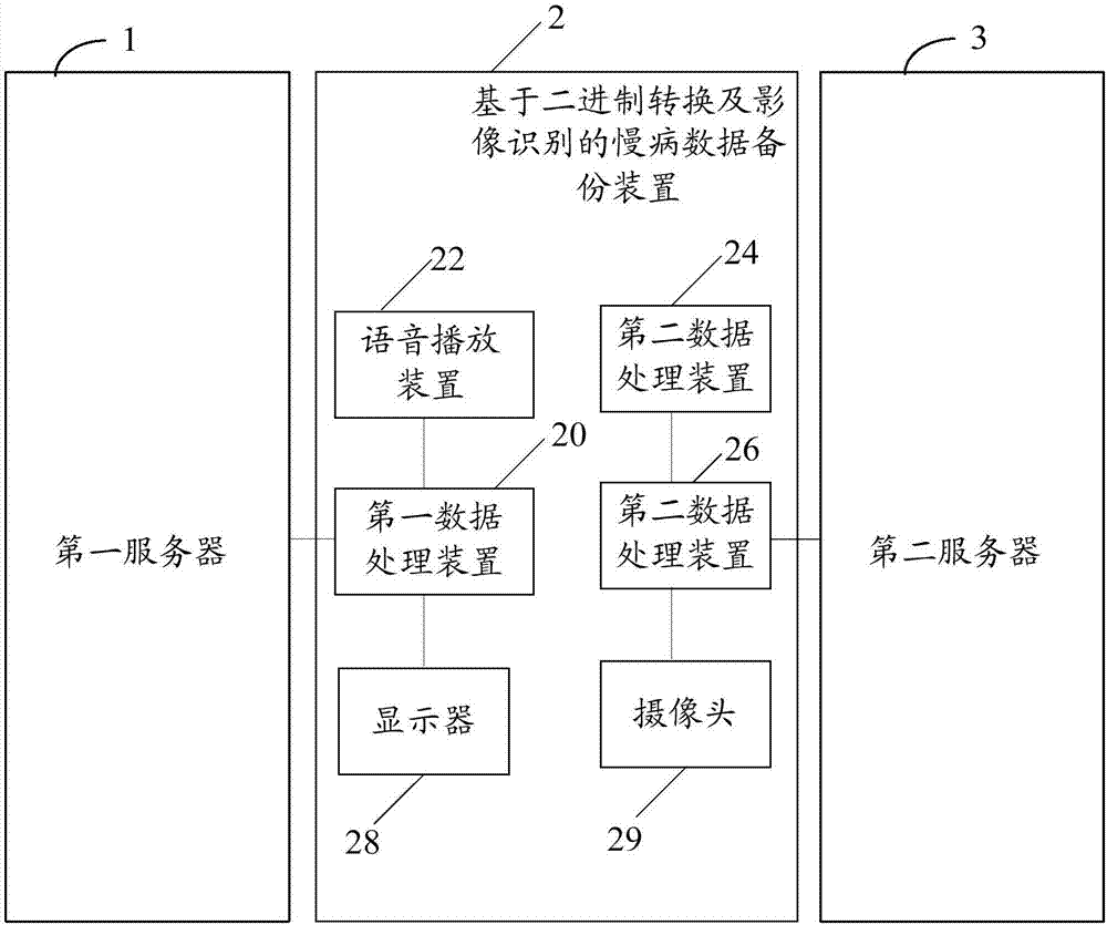 Chronic disease data backup device and method based on binary conversion and image recognition