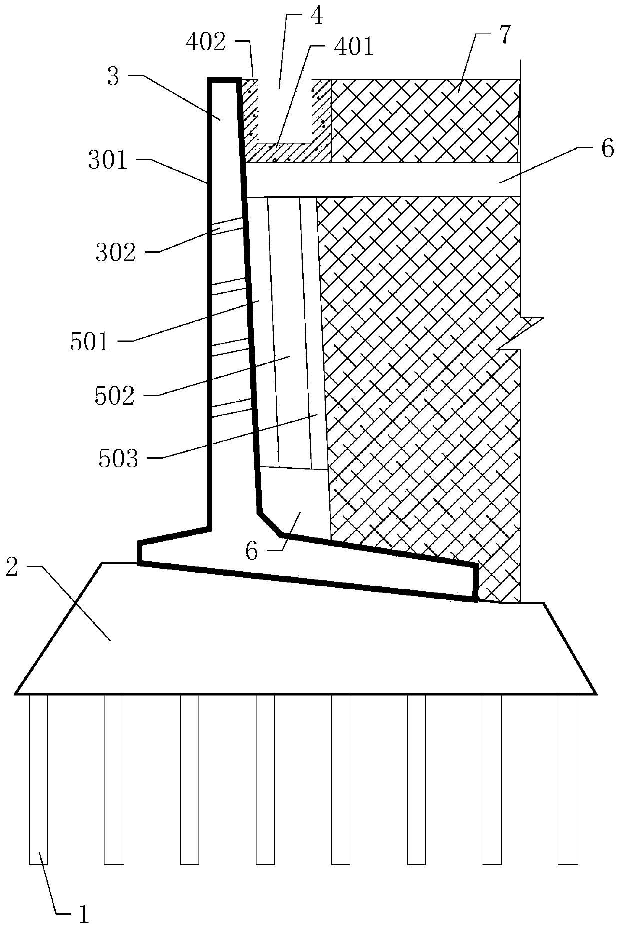 Soil retaining structure suitable for power building built on soft geology