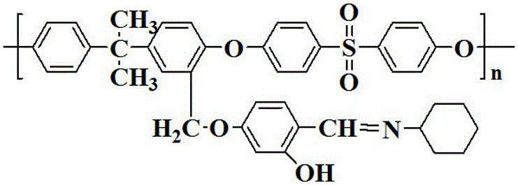 Preparation method of bonded salicylaldehyde type bidentate Schiff base ligand polysulfone-rare earth ion complex luminescence material