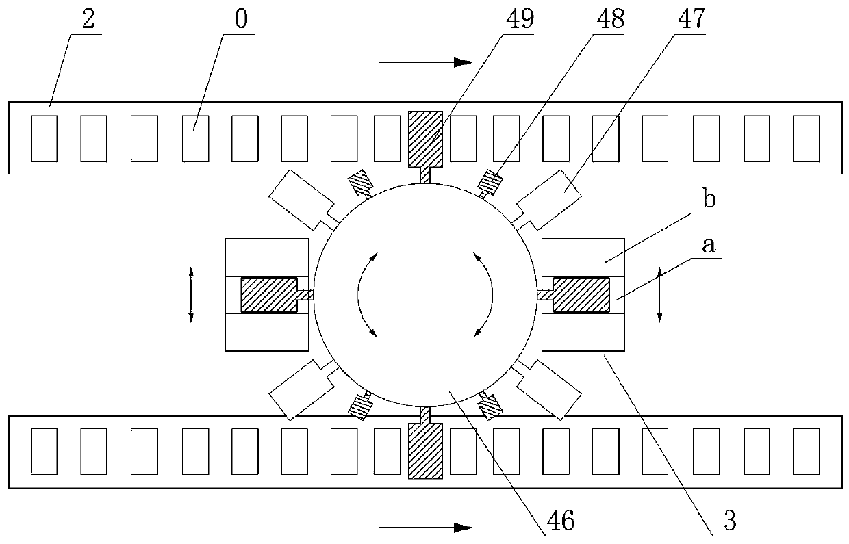 Double-platform circulating sectional type turret lamination device and lamination process thereof