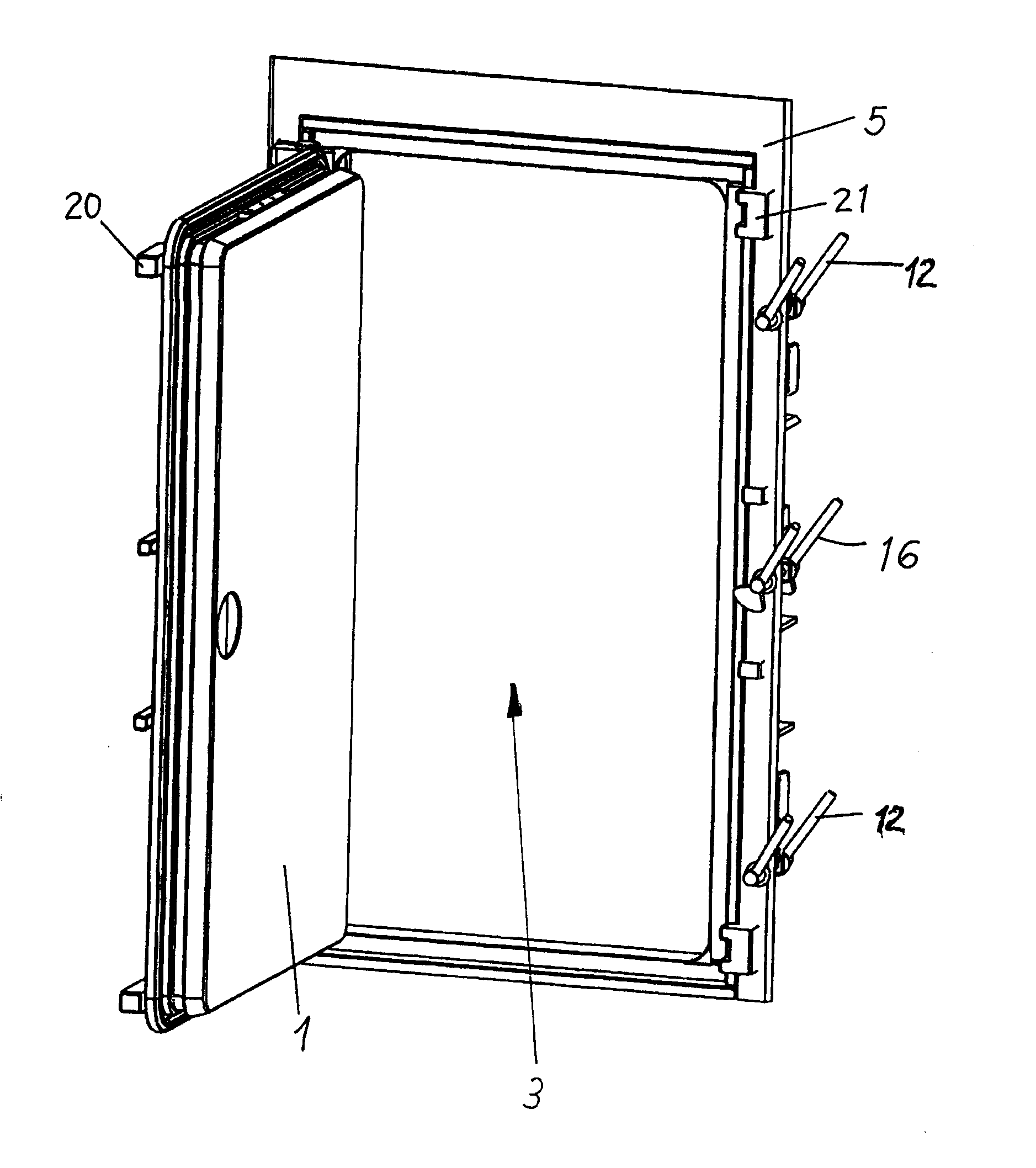 Apparatus for Shock-Secure Door or Hatch Arrangement on Marine Ships