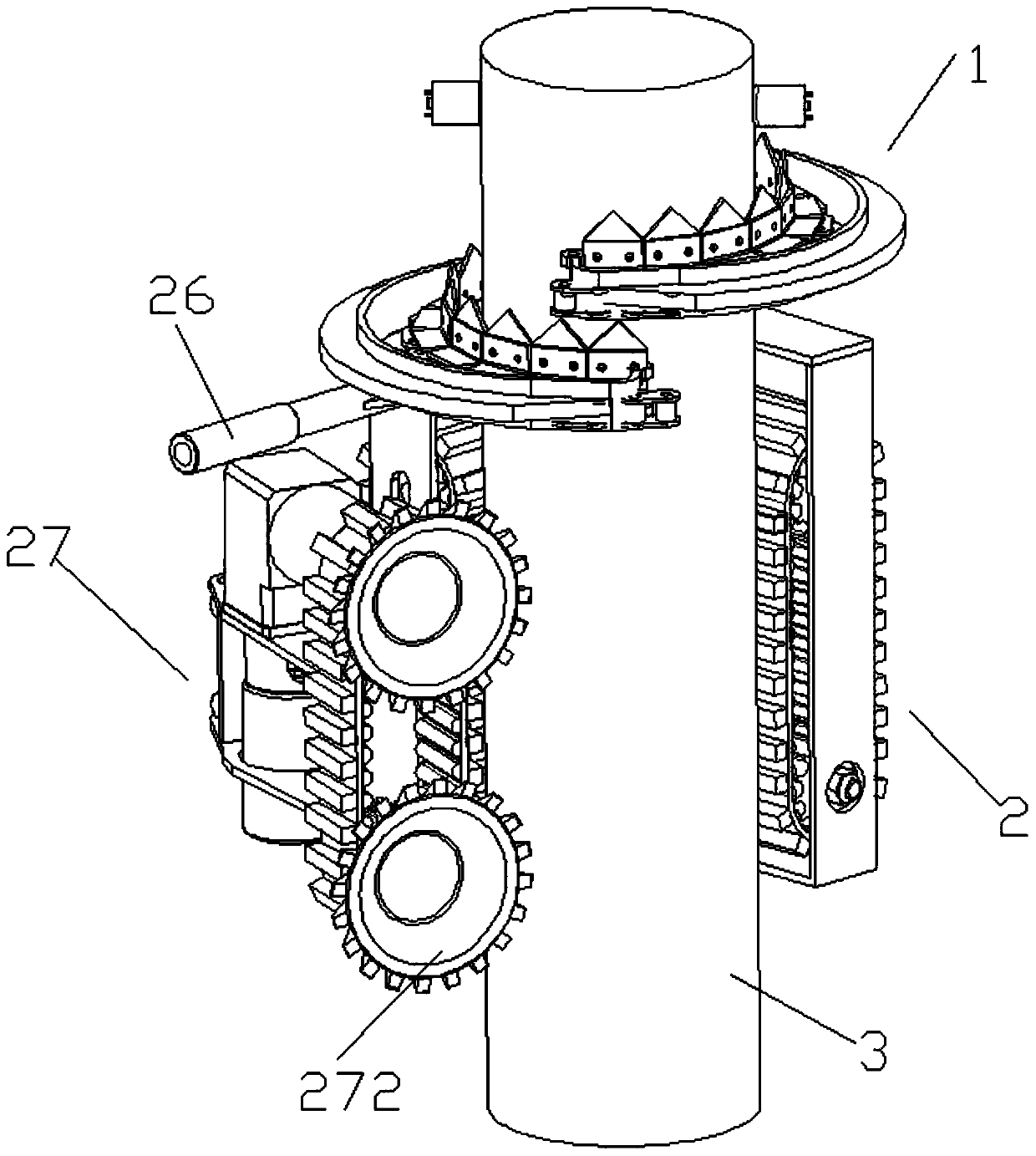 Eucalypt pruning machine capable of increasing climbing force by utilizing self gravity