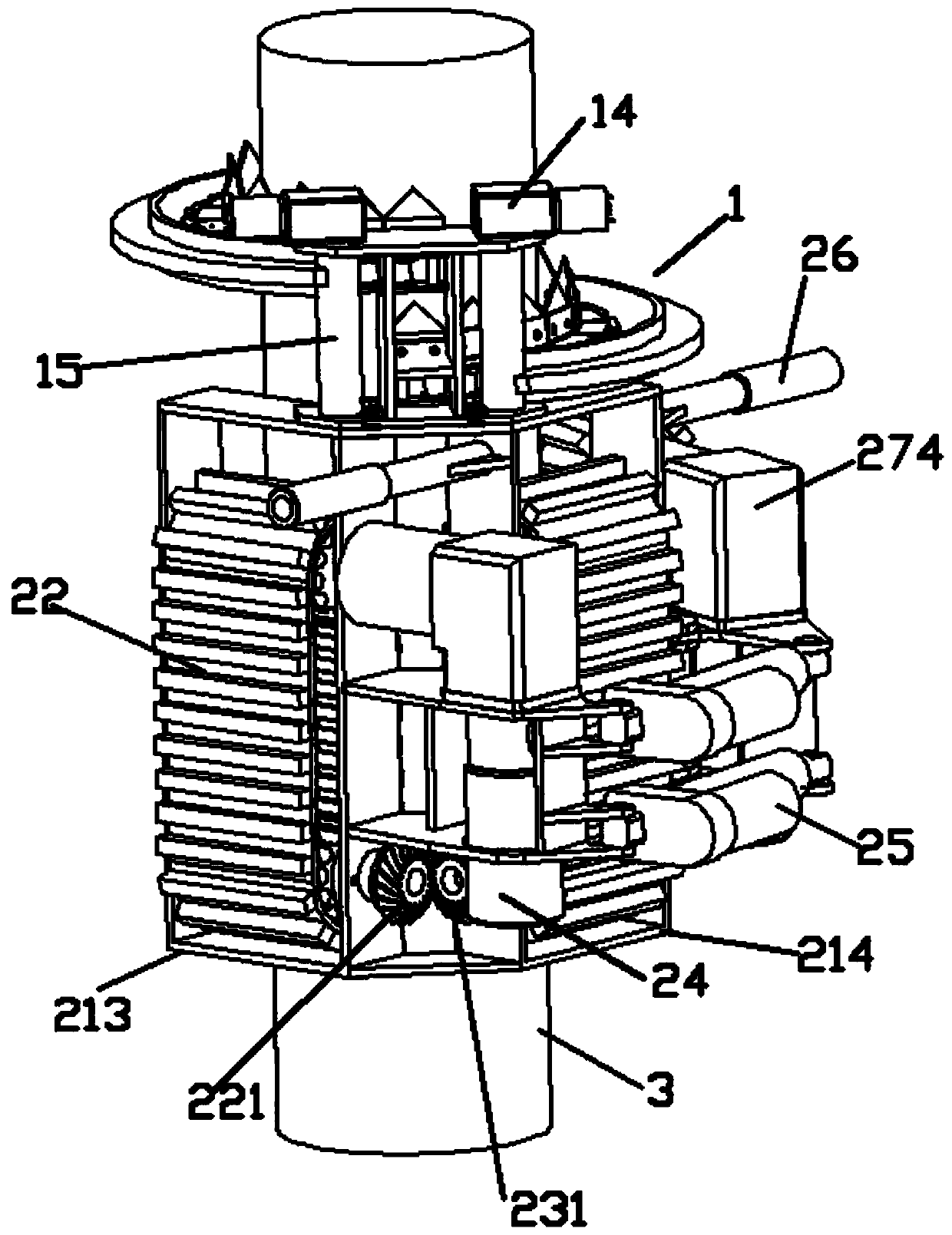 Eucalypt pruning machine capable of increasing climbing force by utilizing self gravity