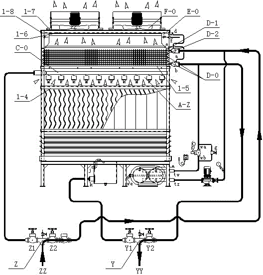 Double-channel cold and heat source haze purifying and heating tower